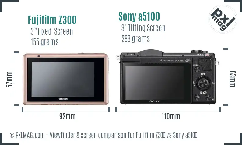 Fujifilm Z300 vs Sony a5100 Screen and Viewfinder comparison