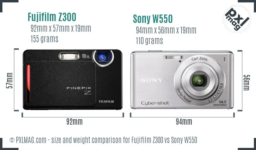 Fujifilm Z300 vs Sony W550 size comparison Fujifilm Z300 vs Sony W550 size comparison