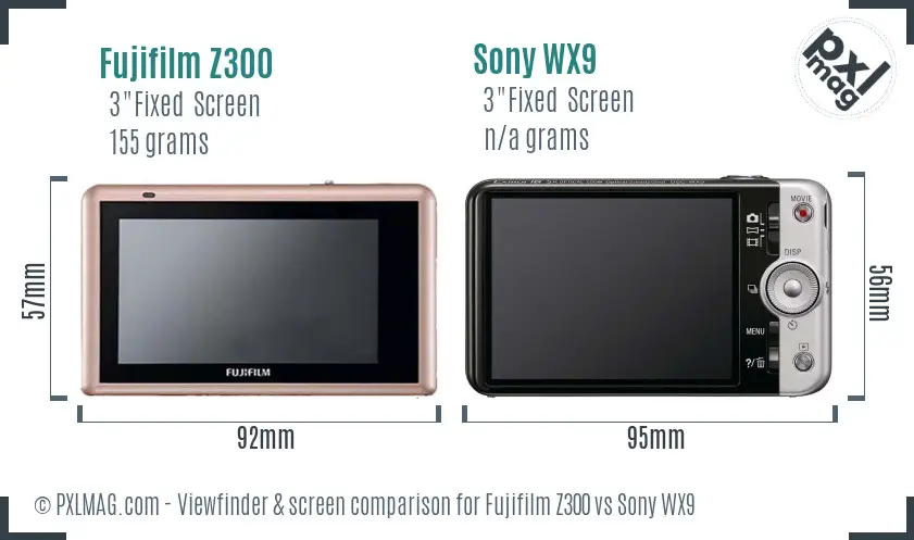 Fujifilm Z300 vs Sony WX9 Screen and Viewfinder comparison