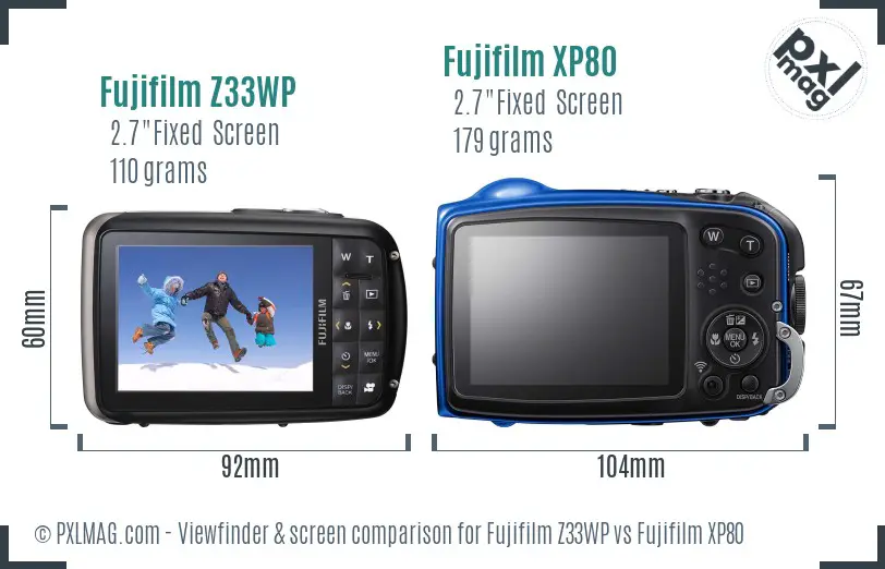 Fujifilm Z33WP vs Fujifilm XP80 Screen and Viewfinder comparison