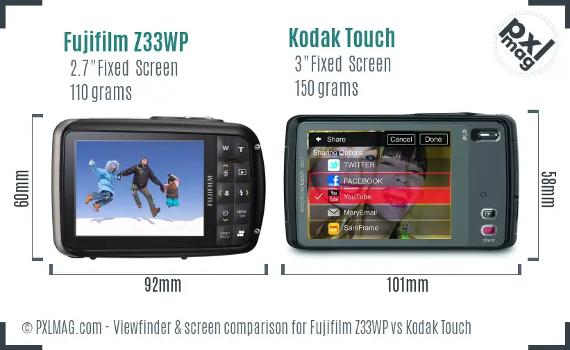 Fujifilm Z33WP vs Kodak Touch Screen and Viewfinder comparison