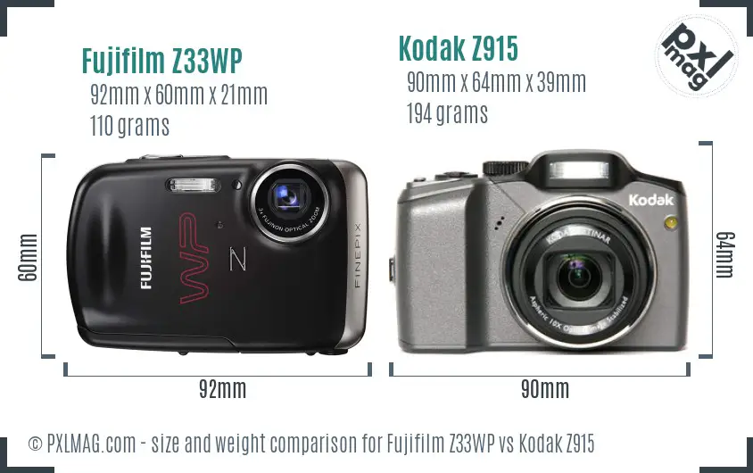 Fujifilm Z33WP vs Kodak Z915 size comparison