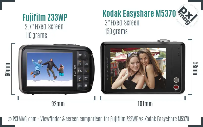 Fujifilm Z33WP vs Kodak Easyshare M5370 Screen and Viewfinder comparison Fujifilm Z33WP vs Kodak Easyshare M5370 Screen and Viewfinder comparison