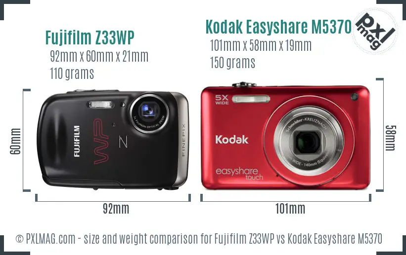 Fujifilm Z33WP vs Kodak Easyshare M5370 size comparison Fujifilm Z33WP vs Kodak Easyshare M5370 size comparison