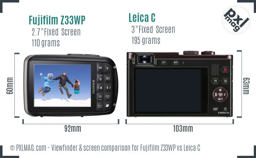 Fujifilm Z33WP vs Leica C Screen and Viewfinder comparison