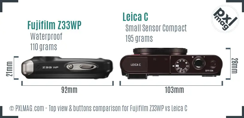 Fujifilm Z33WP vs Leica C top view buttons comparison