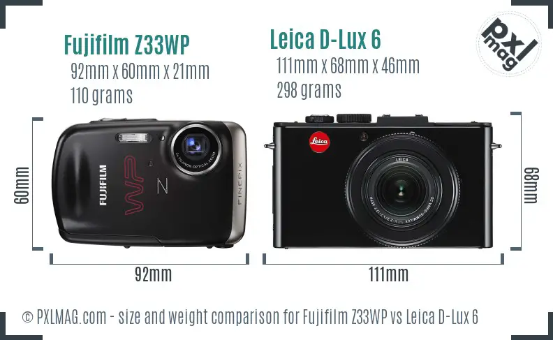 Fujifilm Z33WP vs Leica D-Lux 6 size comparison Fujifilm Z33WP vs Leica D-Lux 6 size comparison