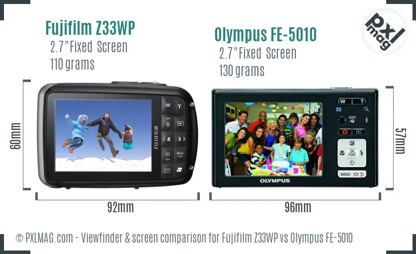 Fujifilm Z33WP vs Olympus FE-5010 Screen and Viewfinder comparison Fujifilm Z33WP vs Olympus FE-5010 Screen and Viewfinder comparison