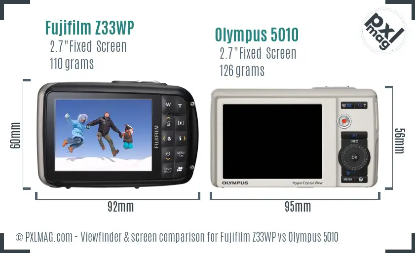 Fujifilm Z33WP vs Olympus 5010 Screen and Viewfinder comparison