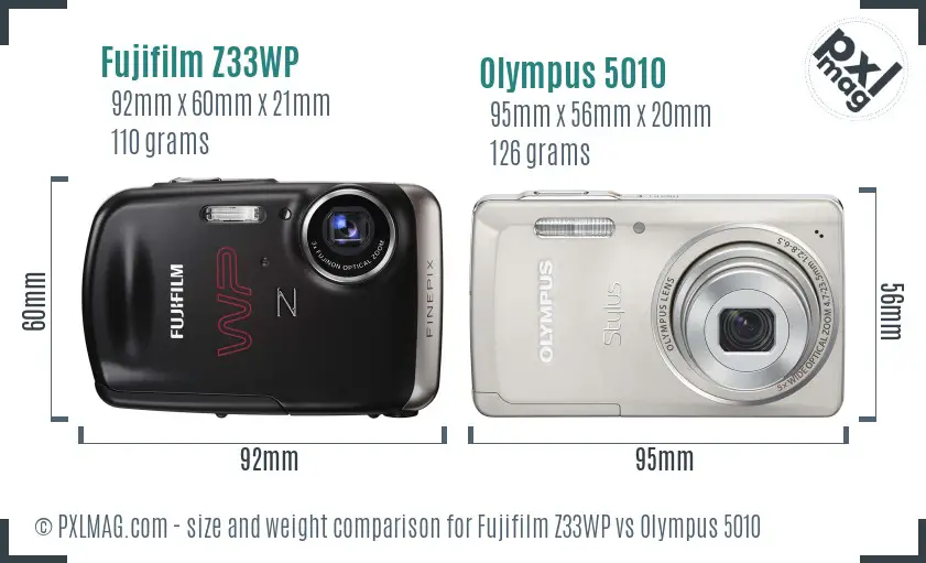 Fujifilm Z33WP vs Olympus 5010 size comparison