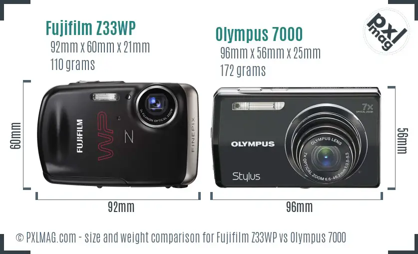 Fujifilm Z33WP vs Olympus 7000 size comparison Fujifilm Z33WP vs Olympus 7000 size comparison