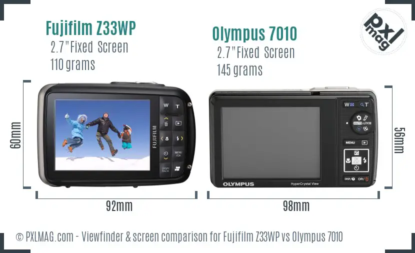 Fujifilm Z33WP vs Olympus 7010 Screen and Viewfinder comparison Fujifilm Z33WP vs Olympus 7010 Screen and Viewfinder comparison