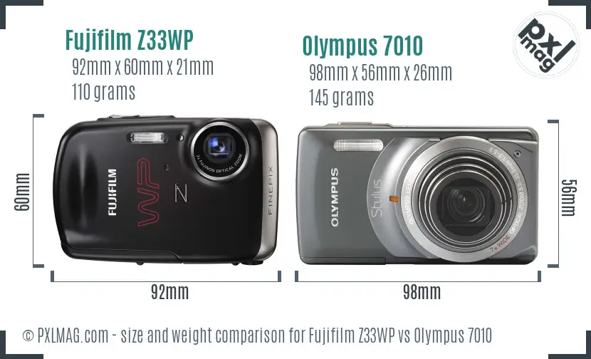 Fujifilm Z33WP vs Olympus 7010 size comparison Fujifilm Z33WP vs Olympus 7010 size comparison