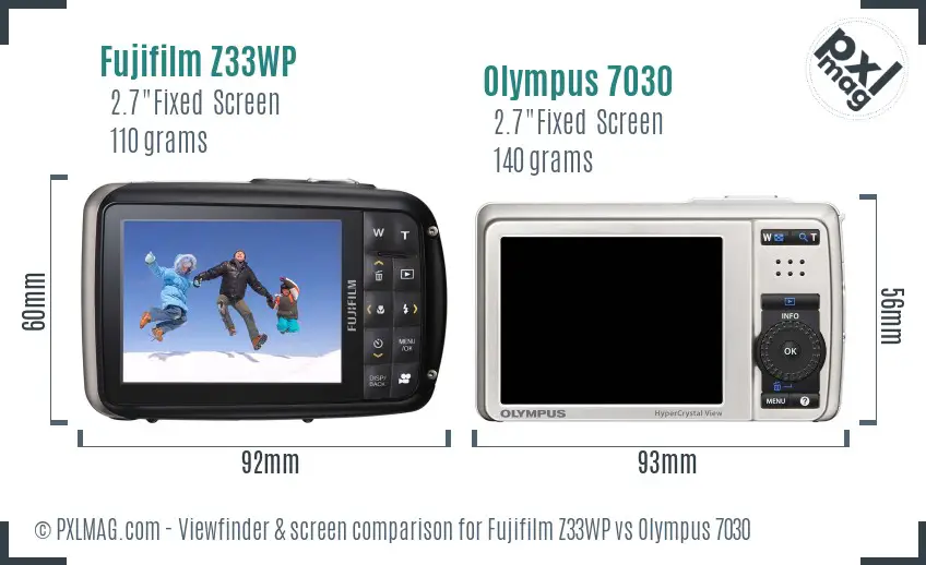 Fujifilm Z33WP vs Olympus 7030 Screen and Viewfinder comparison