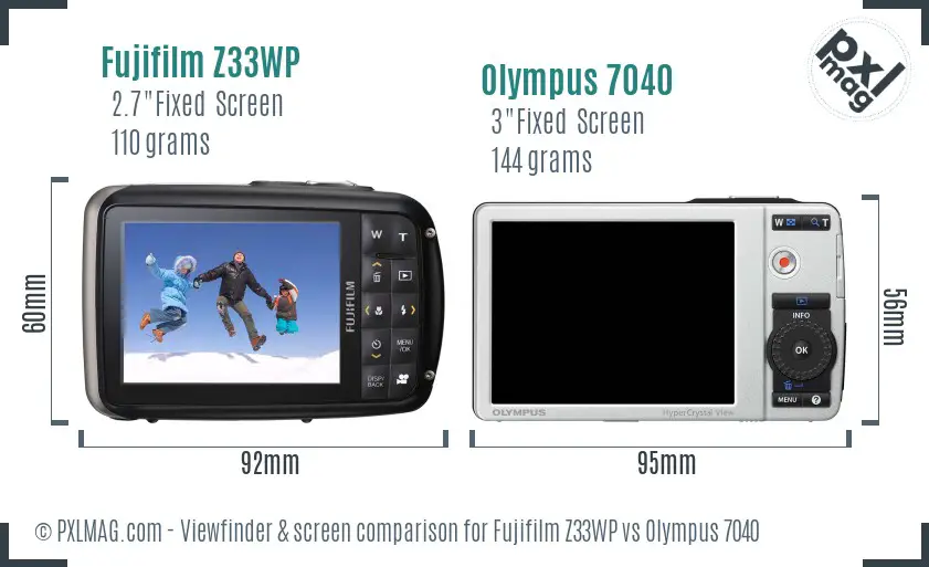 Fujifilm Z33WP vs Olympus 7040 Screen and Viewfinder comparison