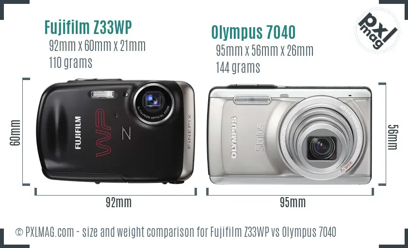 Fujifilm Z33WP vs Olympus 7040 size comparison