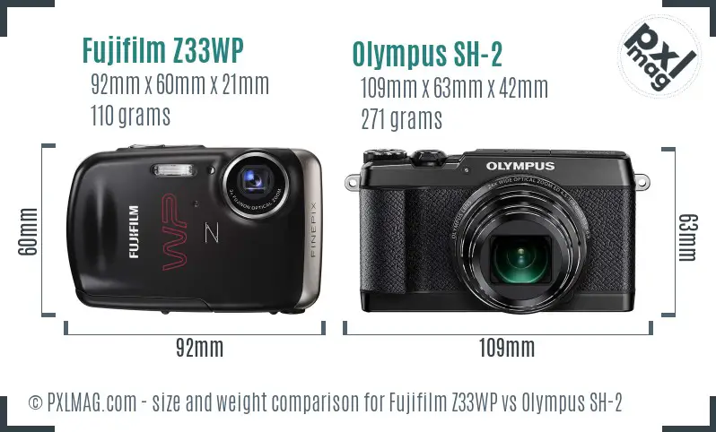 Fujifilm Z33WP vs Olympus SH-2 size comparison