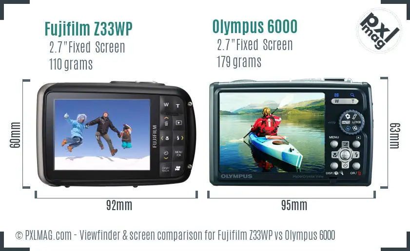 Fujifilm Z33WP vs Olympus 6000 Screen and Viewfinder comparison