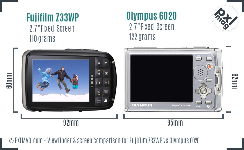Fujifilm Z33WP vs Olympus 6020 Screen and Viewfinder comparison