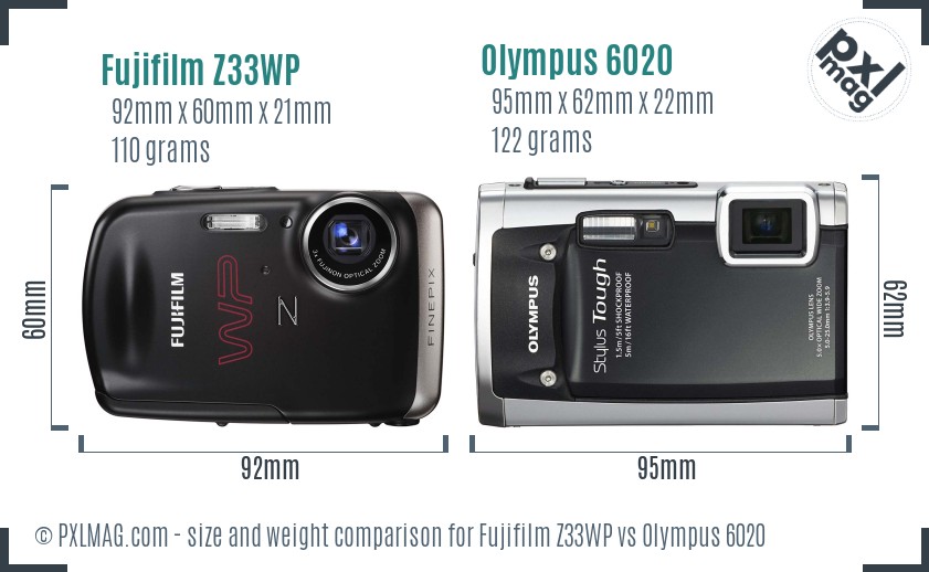 Fujifilm Z33WP vs Olympus 6020 size comparison Fujifilm Z33WP vs Olympus 6020 size comparison