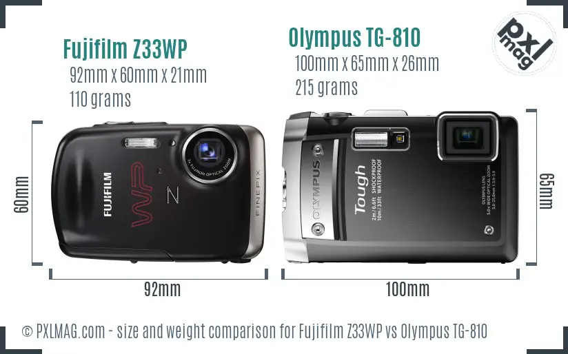 Fujifilm Z33WP vs Olympus TG-810 size comparison