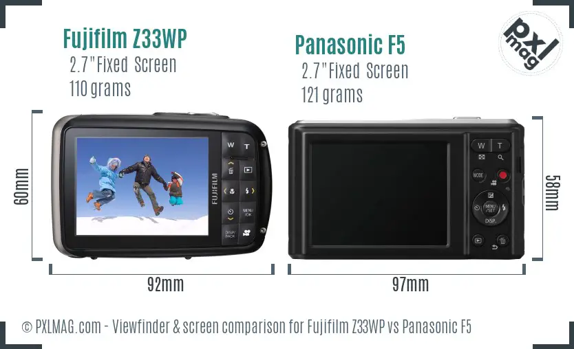 Fujifilm Z33WP vs Panasonic F5 Screen and Viewfinder comparison