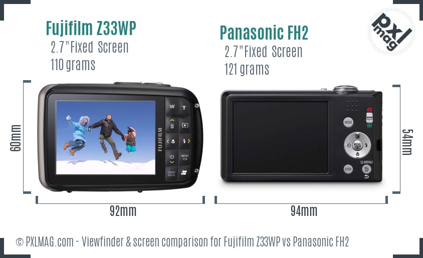 Fujifilm Z33WP vs Panasonic FH2 Screen and Viewfinder comparison