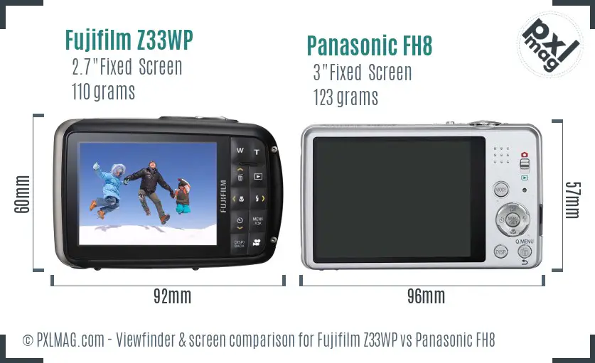 Fujifilm Z33WP vs Panasonic FH8 Screen and Viewfinder comparison
