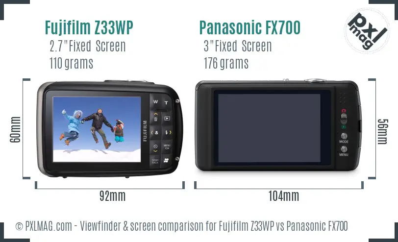 Fujifilm Z33WP vs Panasonic FX700 Screen and Viewfinder comparison Fujifilm Z33WP vs Panasonic FX700 Screen and Viewfinder comparison