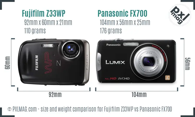 Fujifilm Z33WP vs Panasonic FX700 size comparison Fujifilm Z33WP vs Panasonic FX700 size comparison