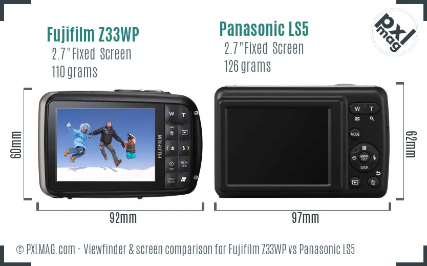 Fujifilm Z33WP vs Panasonic LS5 Screen and Viewfinder comparison