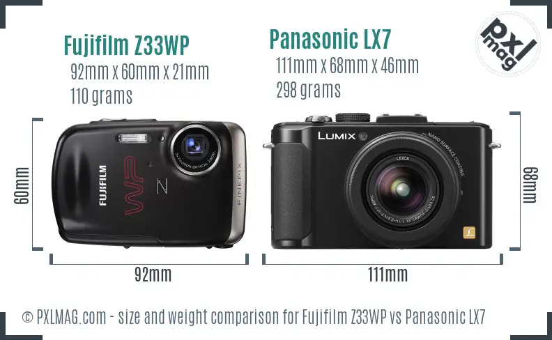 Fujifilm Z33WP vs Panasonic LX7 size comparison Fujifilm Z33WP vs Panasonic LX7 size comparison