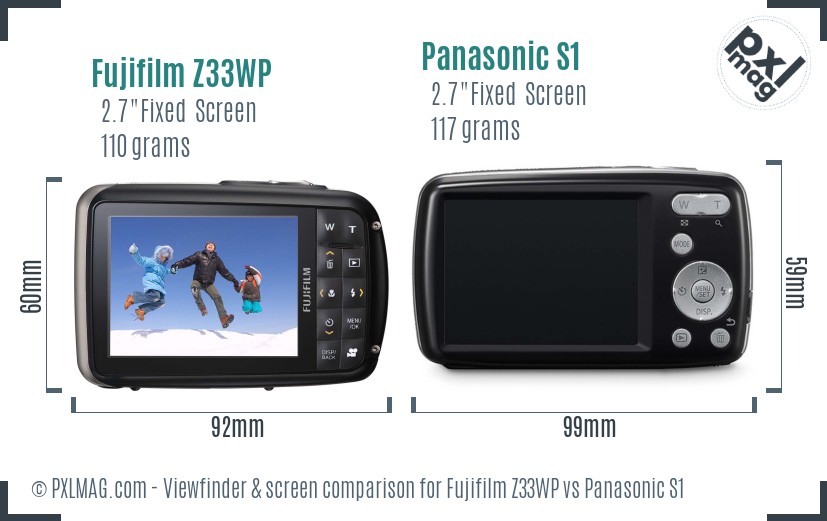Fujifilm Z33WP vs Panasonic S1 Screen and Viewfinder comparison