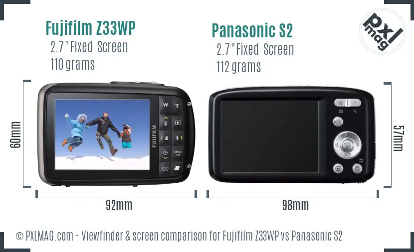 Fujifilm Z33WP vs Panasonic S2 Screen and Viewfinder comparison