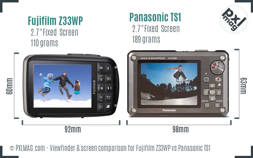 Fujifilm Z33WP vs Panasonic TS1 Screen and Viewfinder comparison