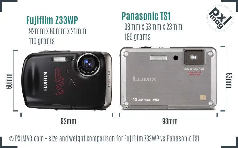 Fujifilm Z33WP vs Panasonic TS1 size comparison Fujifilm Z33WP vs Panasonic TS1 size comparison