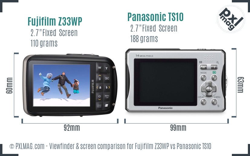 Fujifilm Z33WP vs Panasonic TS10 Screen and Viewfinder comparison
