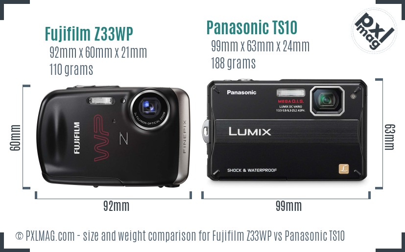 Fujifilm Z33WP vs Panasonic TS10 size comparison Fujifilm Z33WP vs Panasonic TS10 size comparison
