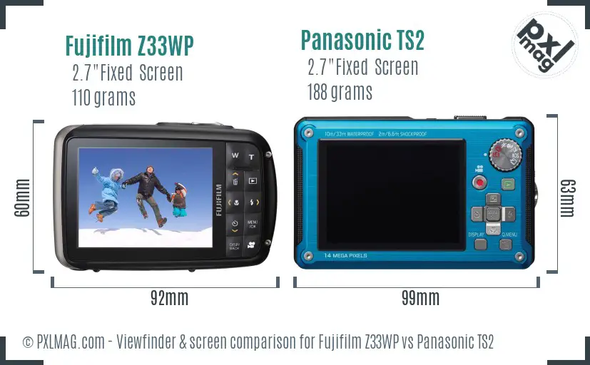 Fujifilm Z33WP vs Panasonic TS2 Screen and Viewfinder comparison