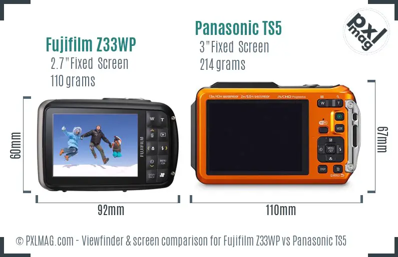 Fujifilm Z33WP vs Panasonic TS5 Screen and Viewfinder comparison