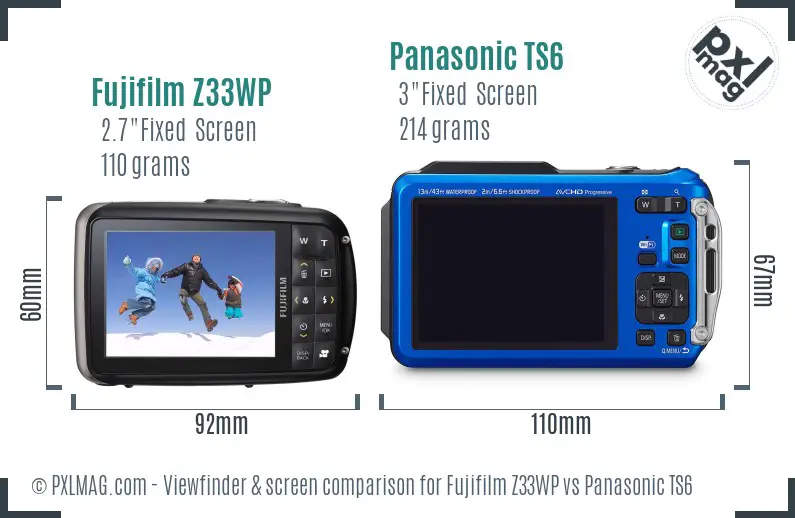 Fujifilm Z33WP vs Panasonic TS6 Screen and Viewfinder comparison