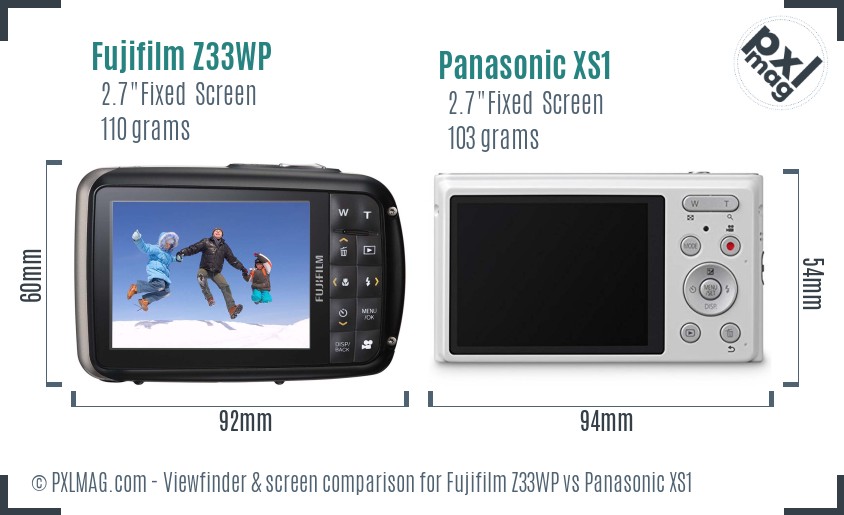 Fujifilm Z33WP vs Panasonic XS1 Screen and Viewfinder comparison