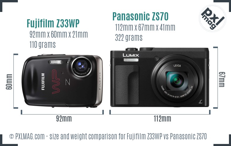 Fujifilm Z33WP vs Panasonic ZS70 size comparison Fujifilm Z33WP vs Panasonic ZS70 size comparison