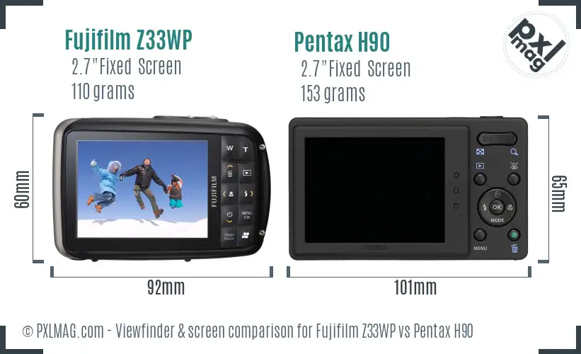 Fujifilm Z33WP vs Pentax H90 Screen and Viewfinder comparison