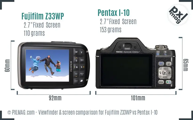 Fujifilm Z33WP vs Pentax I-10 Screen and Viewfinder comparison Fujifilm Z33WP vs Pentax I-10 Screen and Viewfinder comparison