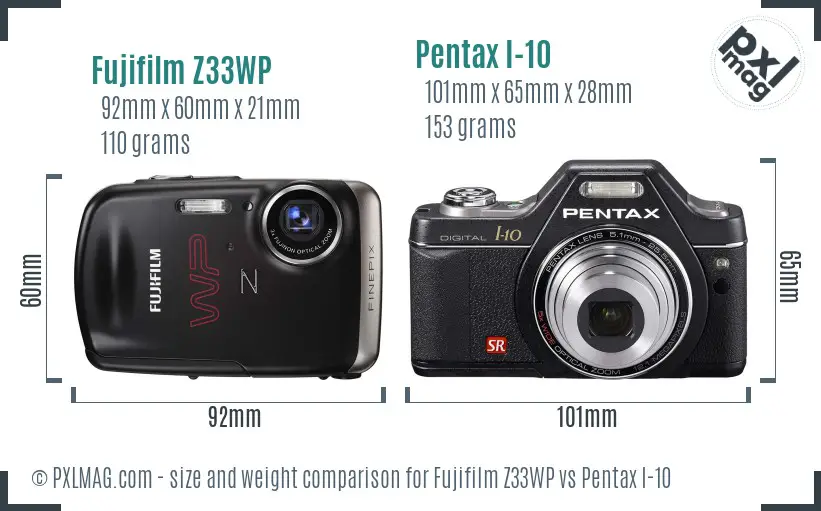 Fujifilm Z33WP vs Pentax I-10 size comparison Fujifilm Z33WP vs Pentax I-10 size comparison