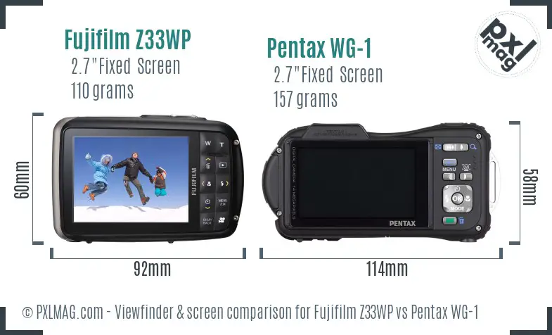 Fujifilm Z33WP vs Pentax WG-1 Screen and Viewfinder comparison