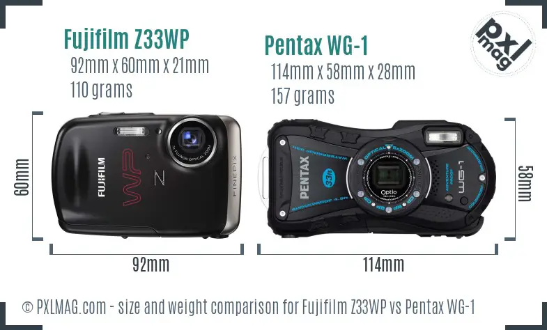 Fujifilm Z33WP vs Pentax WG-1 size comparison Fujifilm Z33WP vs Pentax WG-1 size comparison