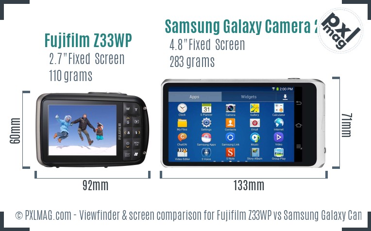 Fujifilm Z33WP vs Samsung Galaxy Camera 2 Screen and Viewfinder comparison