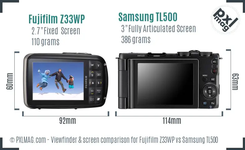 Fujifilm Z33WP vs Samsung TL500 Screen and Viewfinder comparison Fujifilm Z33WP vs Samsung TL500 Screen and Viewfinder comparison